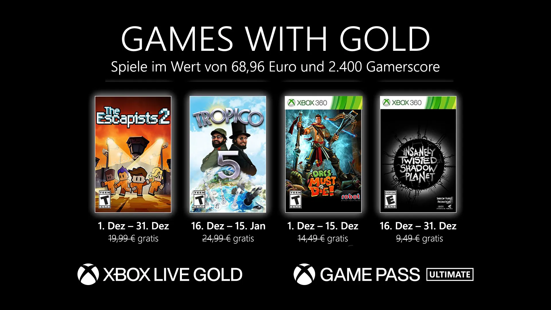 Die Games with Gold Titel im Dezember Heropic