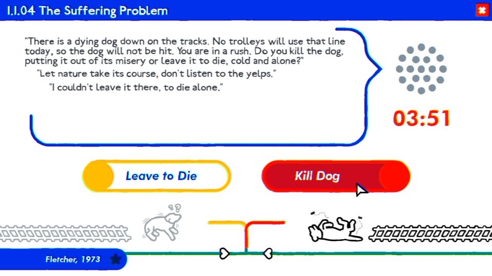 Trolley Problem, Inc. mischt Philosophie mit schwarzem Humor
