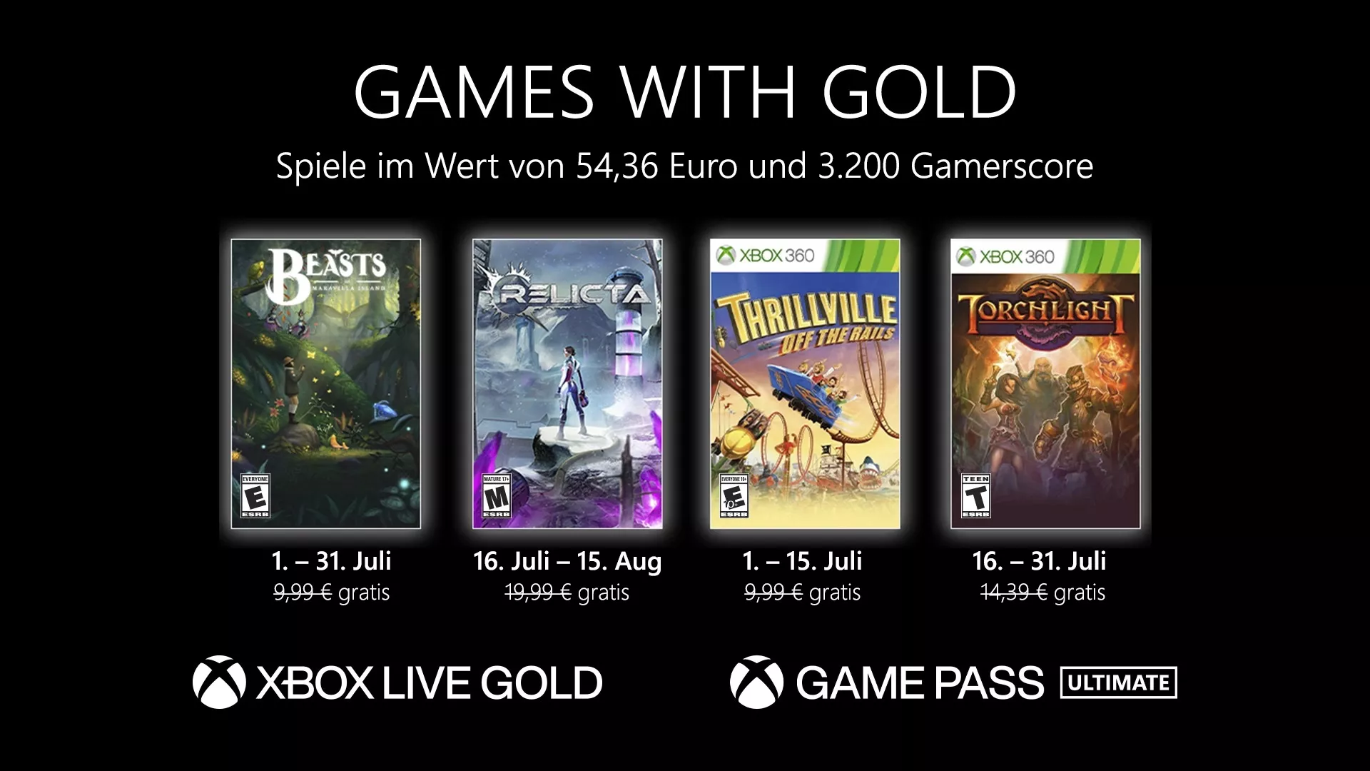 Die Games with Gold Inhalte im Juli Heropic