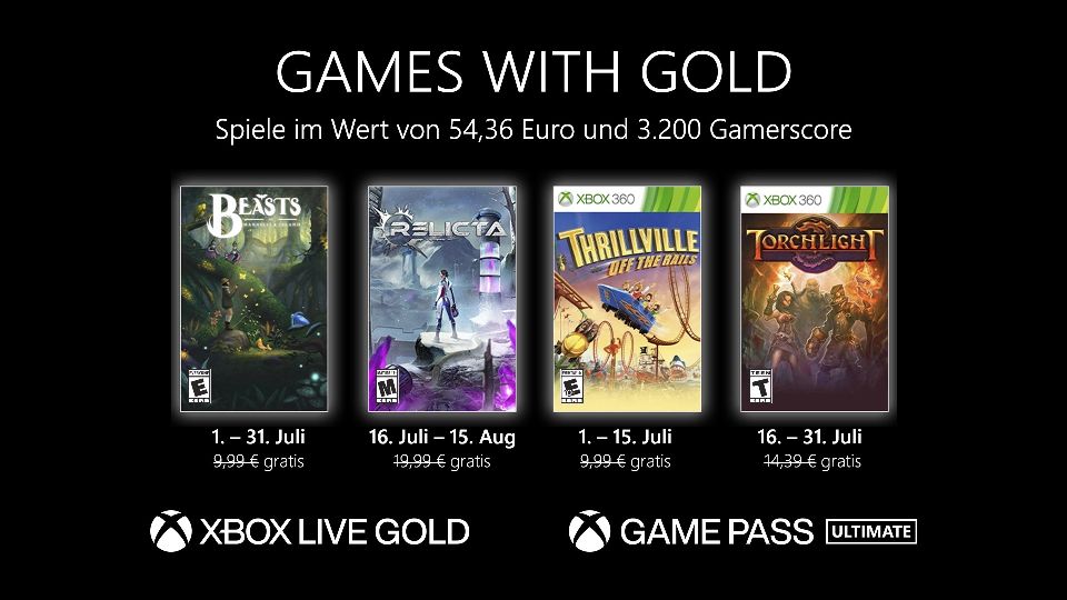 Die Games with Gold Inhalte im Juli
