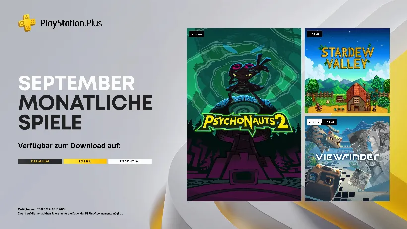 PlayStation Plus: Die monatlichen Spiele im September 2025
