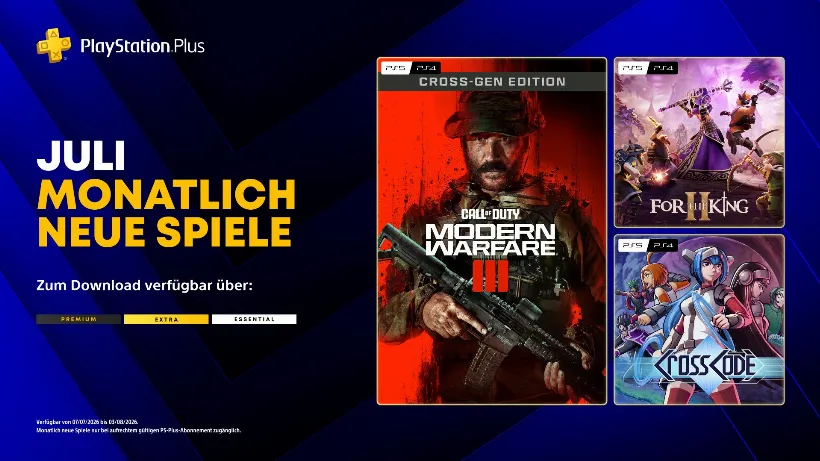 PlayStation Plus: Die monatlichen Spiele im Juli 2026